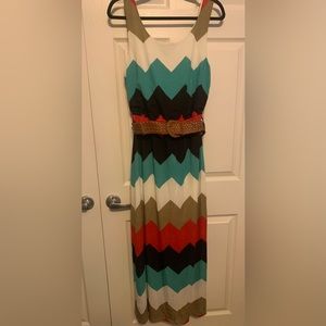 J for Justify Multicolor Chevron Maxi Dress